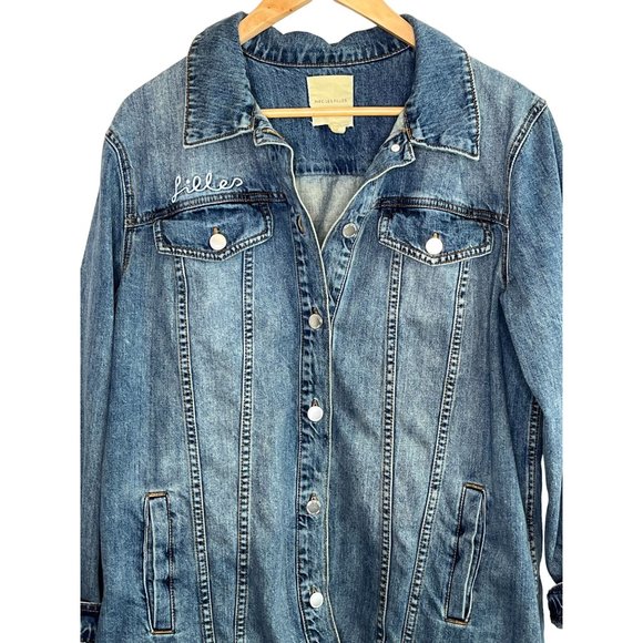 Avec Les Filles "Follow Me" Denim Jean Jacket SZ Large - Picture 9 of 12